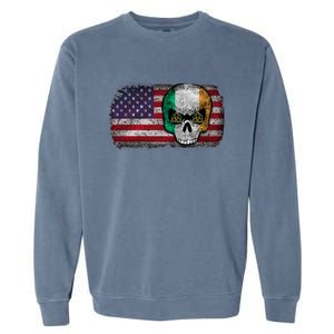 Irish Flag Skull Irish American Flag Premium Garment-Dyed Sweatshirt