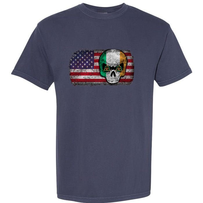 Irish Flag Skull Irish American Flag Premium Garment-Dyed Heavyweight T-Shirt