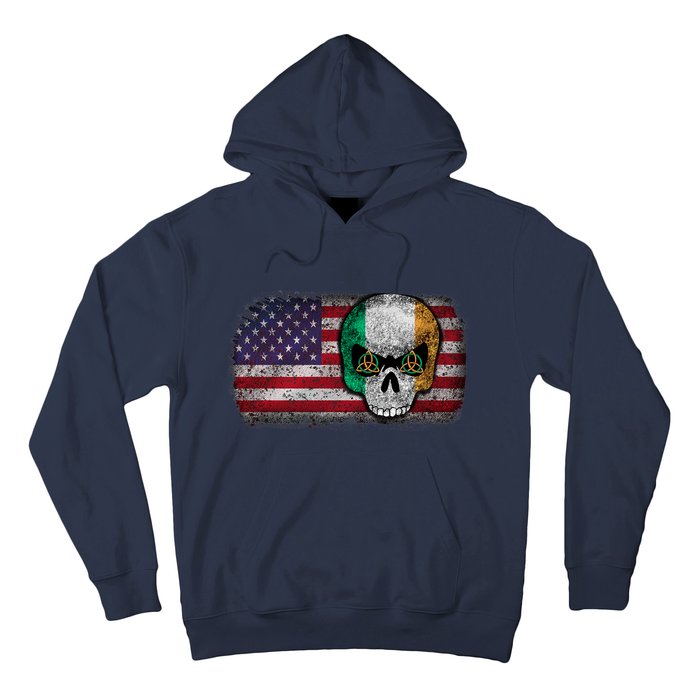 Irish Flag Skull Irish American Flag Premium Hoodie