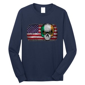 Irish Flag Skull Irish American Flag Premium Long Sleeve Shirt