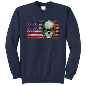 Irish Flag Skull Irish American Flag Premium Sweatshirt