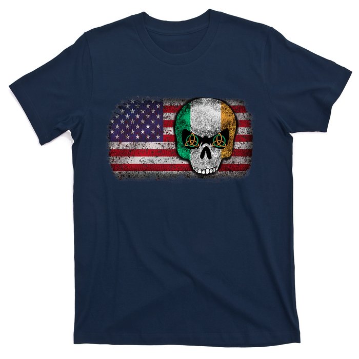 Irish Flag Skull Irish American Flag Premium T-Shirt