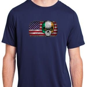 Irish Flag Skull Irish American Flag Premium Adult ChromaSoft Performance T-Shirt