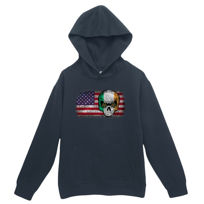 Irish Flag Skull Irish American Flag Premium Urban Pullover Hoodie