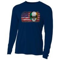 Irish Flag Skull Irish American Flag Premium Cooling Performance Long Sleeve Crew