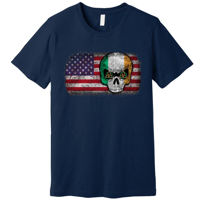 Irish Flag Skull Irish American Flag Premium Premium T-Shirt