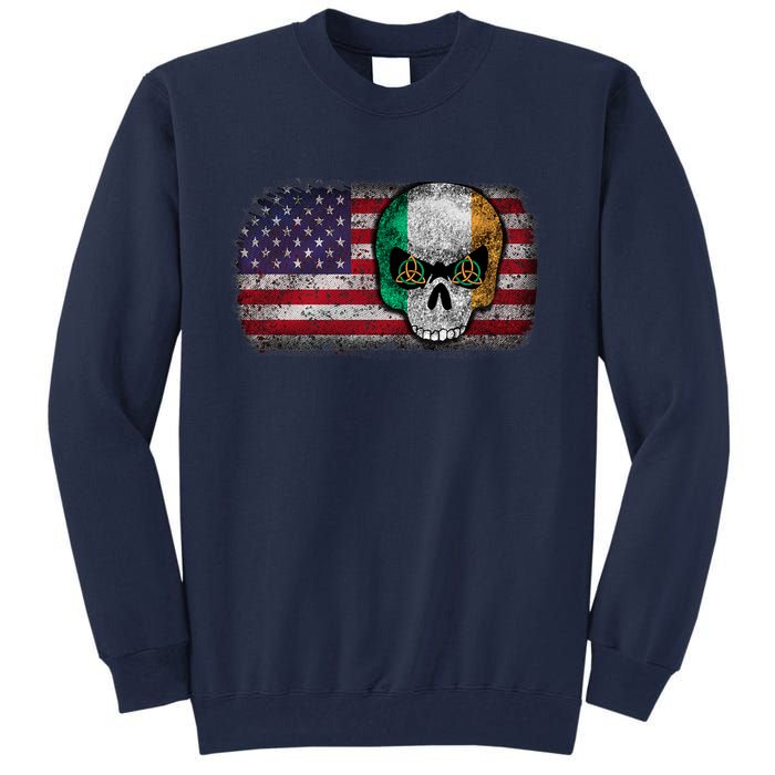 Irish Flag Skull Irish American Flag Premium Tall Sweatshirt