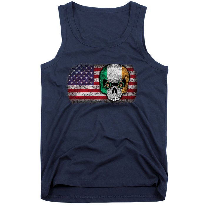 Irish Flag Skull Irish American Flag Premium Tank Top