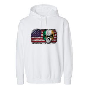 Irish Flag Skull Irish American Flag Premium Garment-Dyed Fleece Hoodie