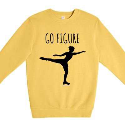 Ice Figure Skating Gift Skater Funny Go Figure Gift Premium Crewneck Sweatshirt