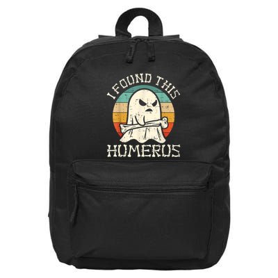 I Found This Humerus Ghost Boo Funny Retro Halloween 16 in Basic Backpack