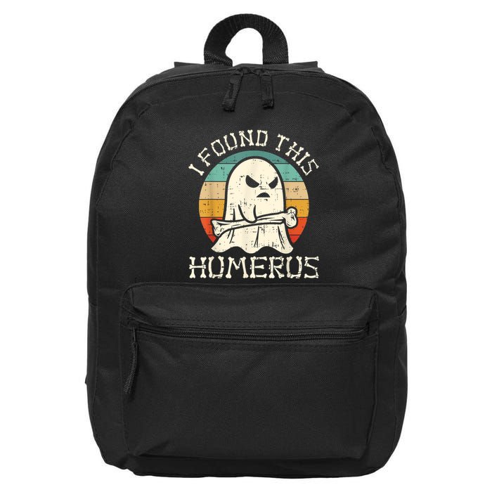 I Found This Humerus Ghost Boo Funny Retro Halloween 16 in Basic Backpack