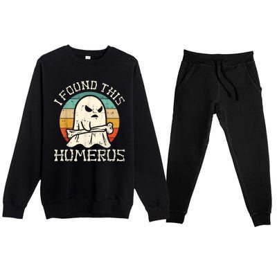 I Found This Humerus Ghost Boo Funny Retro Halloween Premium Crewneck Sweatsuit Set