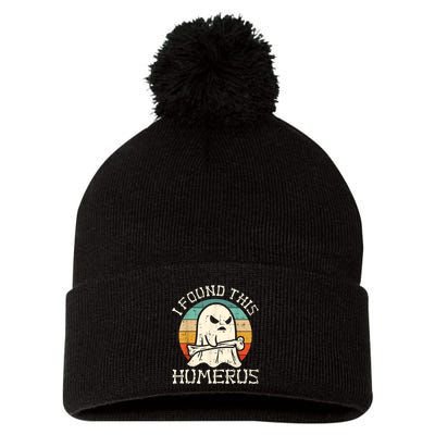 I Found This Humerus Ghost Boo Funny Retro Halloween Pom Pom 12in Knit Beanie
