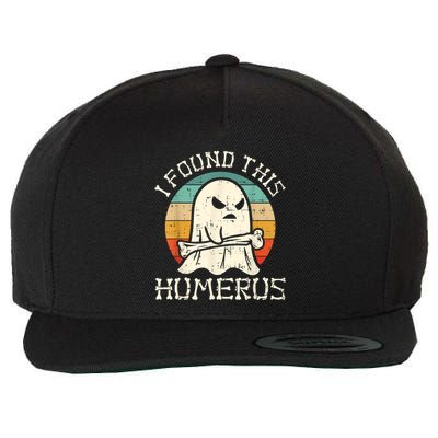 I Found This Humerus Ghost Boo Funny Retro Halloween Wool Snapback Cap