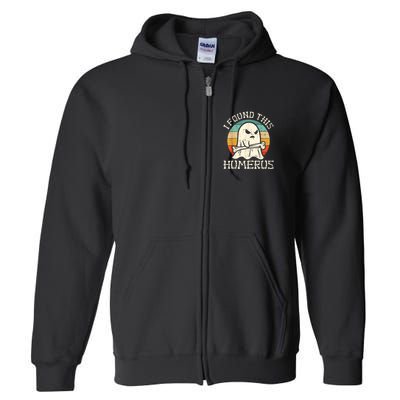 I Found This Humerus Ghost Boo Funny Retro Halloween Full Zip Hoodie