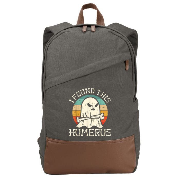 I Found This Humerus Ghost Boo Funny Retro Halloween Cotton Canvas Backpack