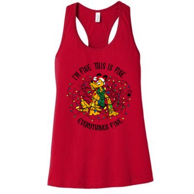 IM Fine This Is Fine Everything Is Fine Cute Dog Christmas Women's Racerback Tank