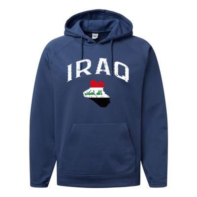 Iraq Flag Throwback Sport Souvenir Performance Fleece Hoodie