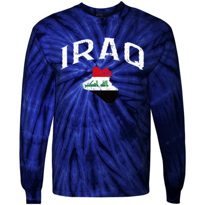 Iraq Flag Throwback Sport Souvenir Tie-Dye Long Sleeve Shirt