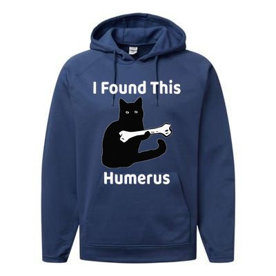 I Found This Humerus Funny Cat Lover Performance Fleece Hoodie