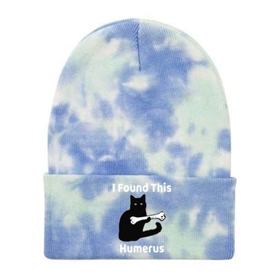 I Found This Humerus Funny Cat Lover Gift Tie Dye 12in Knit Beanie