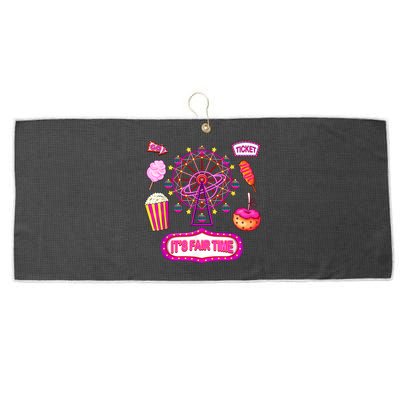 Its Fair Time Funny State Fair Ferris Wheel And Good Food Large Microfiber Waffle Golf Towel