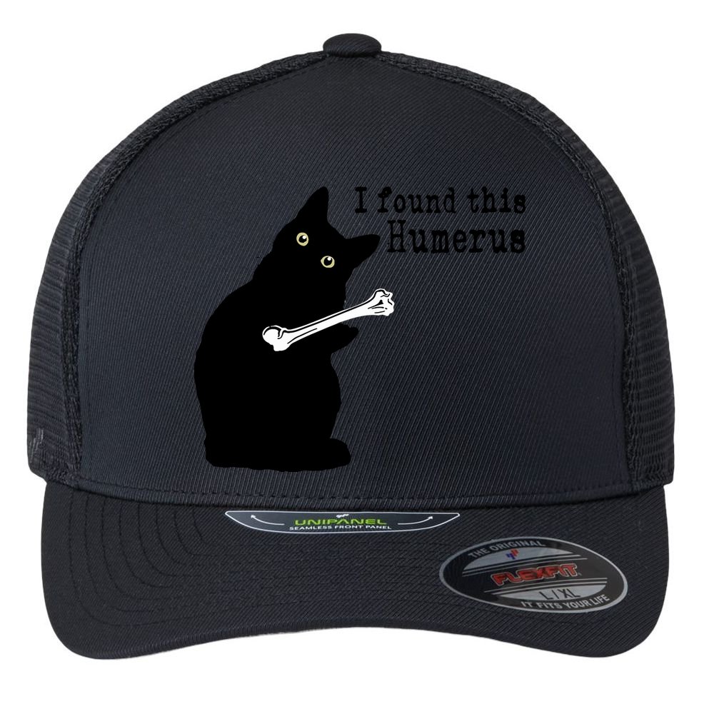 I Found This Humerus Humorous, Cat Lover Flexfit Unipanel Trucker Cap