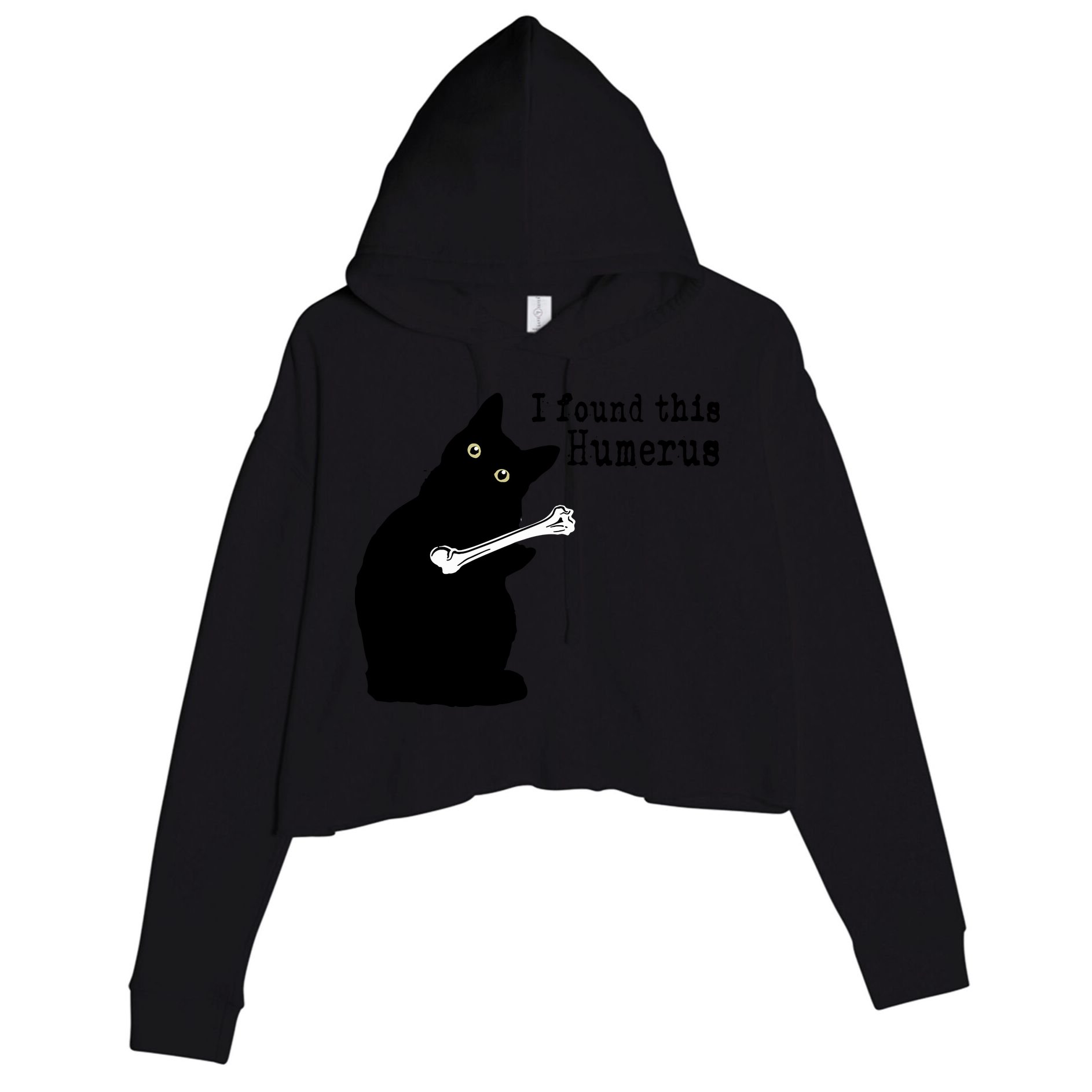 I Found This Humerus Humorous, Cat Lover Crop Fleece Hoodie