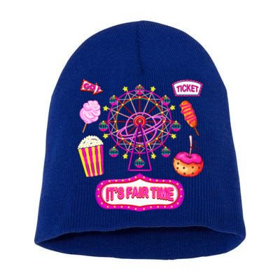 Its Fair Time Funny State Fair Ferris Wheel And Good Food Short Acrylic Beanie