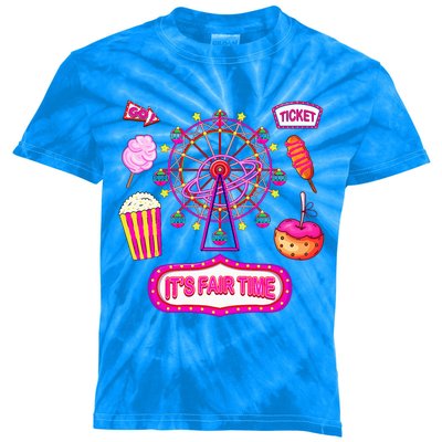 Its Fair Time Funny State Fair Ferris Wheel And Good Food Kids Tie-Dye T-Shirt