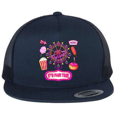 Its Fair Time Funny State Fair Ferris Wheel And Good Food Flat Bill Trucker Hat