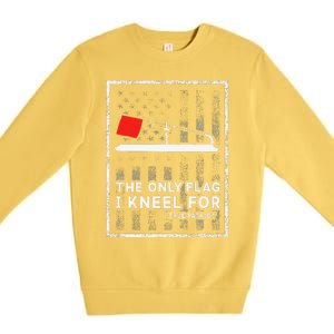 Ice Fishing Tip Up The Only Flag I Kneel For Premium Crewneck Sweatshirt