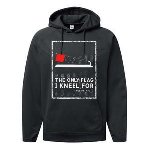 Ice Fishing Tip Up The Only Flag I Kneel For Performance Fleece Hoodie