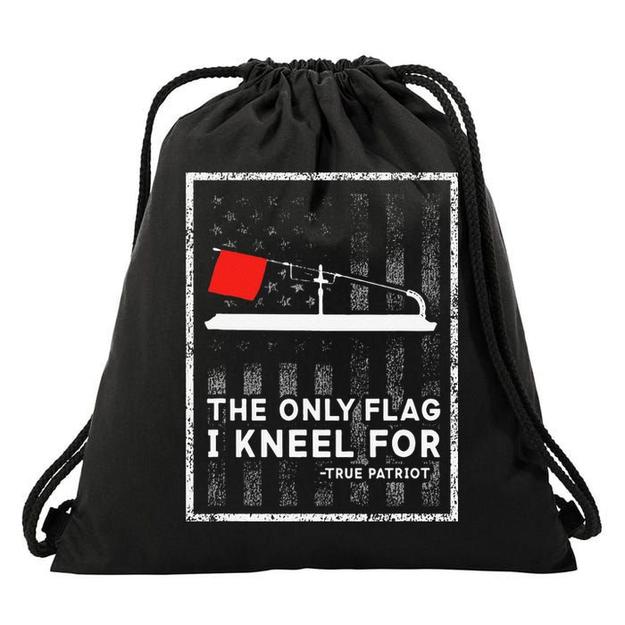 Ice Fishing Tip Up The Only Flag I Kneel For Drawstring Bag