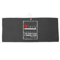 Ice Fishing Tip Up The Only Flag I Kneel For Large Microfiber Waffle Golf Towel