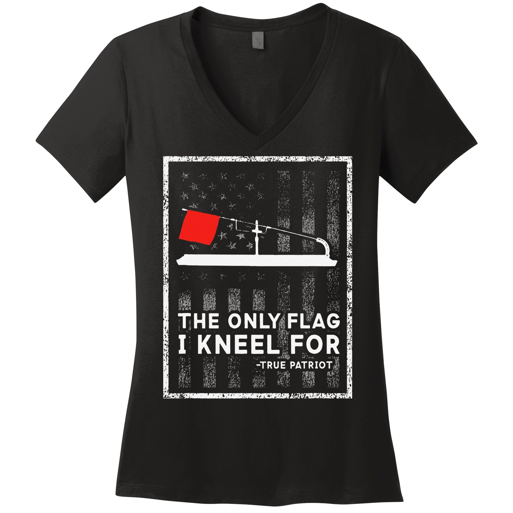 Ice Fishing Tip Up The Only Flag I Kneel For Women's V-Neck T-Shirt
