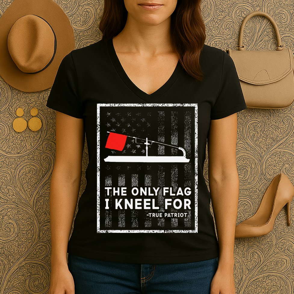Ice Fishing Tip Up The Only Flag I Kneel For Women's V-Neck T-Shirt