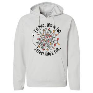 Im Fine This Is Fine Everything Is Fine Funny Christmas Performance Fleece Hoodie