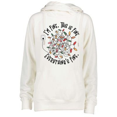 Im Fine This Is Fine Everything Is Fine Funny Christmas Womens Funnel Neck Pullover Hood