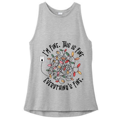 Im Fine This Is Fine Everything Is Fine Funny Christmas Ladies PosiCharge Tri-Blend Wicking Tank