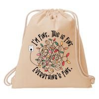 Im Fine This Is Fine Everything Is Fine Funny Christmas Drawstring Bag