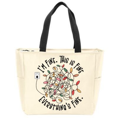 Im Fine This Is Fine Everything Is Fine Funny Christmas Zip Tote Bag