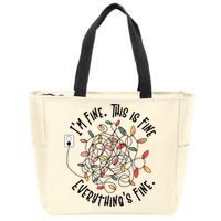 Im Fine This Is Fine Everything Is Fine Funny Christmas Zip Tote Bag