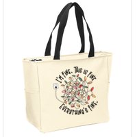 Im Fine This Is Fine Everything Is Fine Funny Christmas Zip Tote Bag