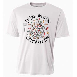 Im Fine This Is Fine Everything Is Fine Funny Christmas Cooling Performance Crew T-Shirt