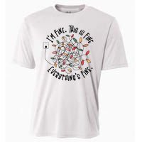 Im Fine This Is Fine Everything Is Fine Funny Christmas Cooling Performance Crew T-Shirt