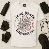 Im Fine This Is Fine Everything Is Fine Funny Christmas Cooling Performance Crew T-Shirt