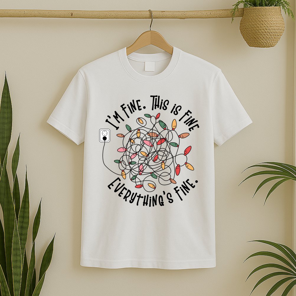Im Fine This Is Fine Everything Is Fine Funny Christmas T-Shirt