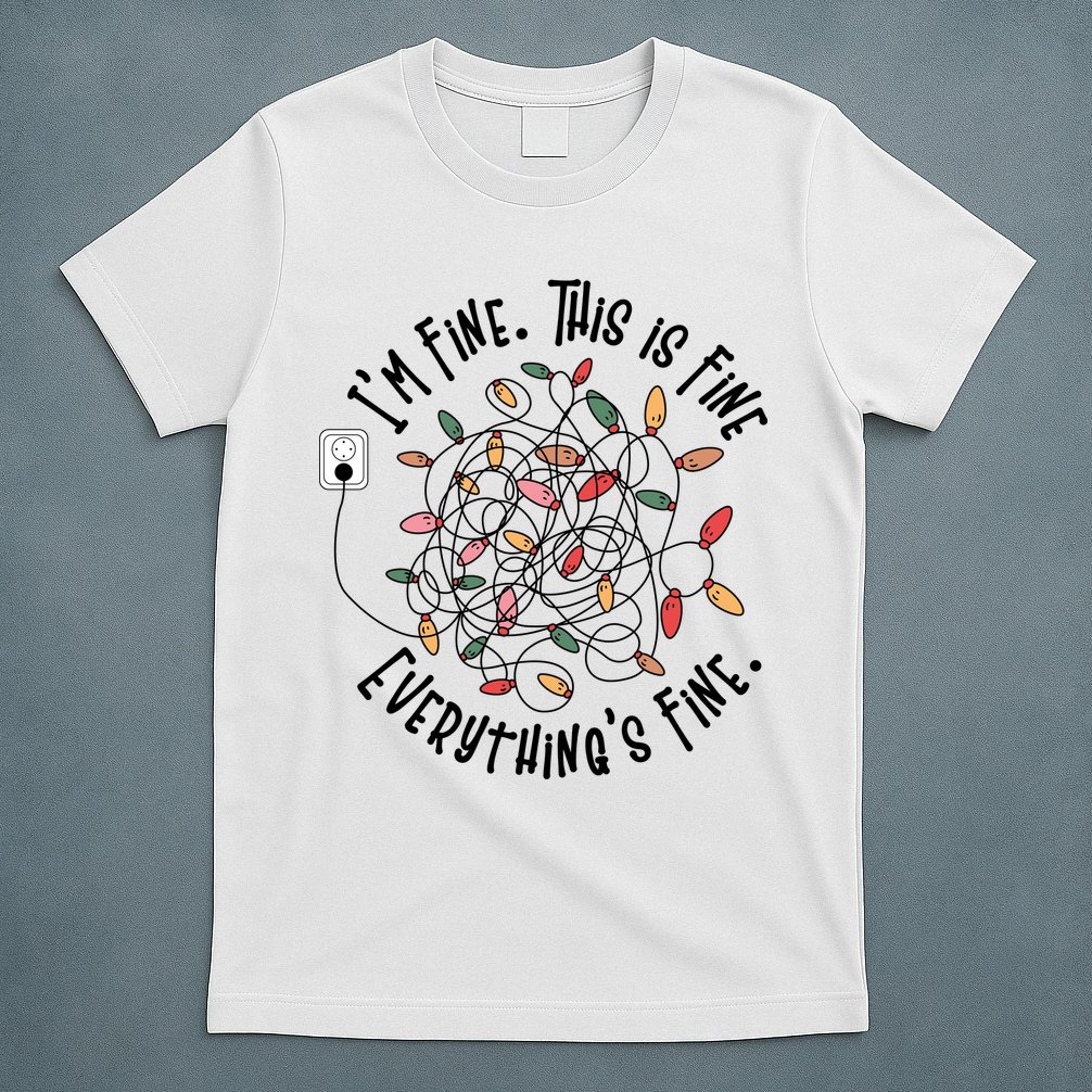 Im Fine This Is Fine Everything Is Fine Funny Christmas T-Shirt
